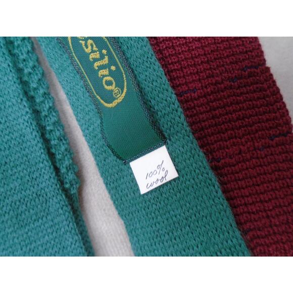 VTG Lot of 5 Wool & Cotton Sock Knitted Ties Preppy Square End Trunk Neck Tie - Picture 9 of 12